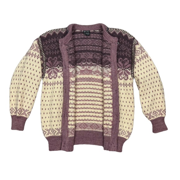 Vtg Dale Of Norway Fair Isle Sweater Pewter Clasps Lilac Cream Sz Sm - Picture 3 of 4